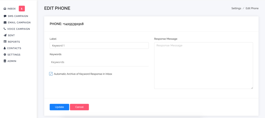 SMS Keyword and response SMS Keyword and response