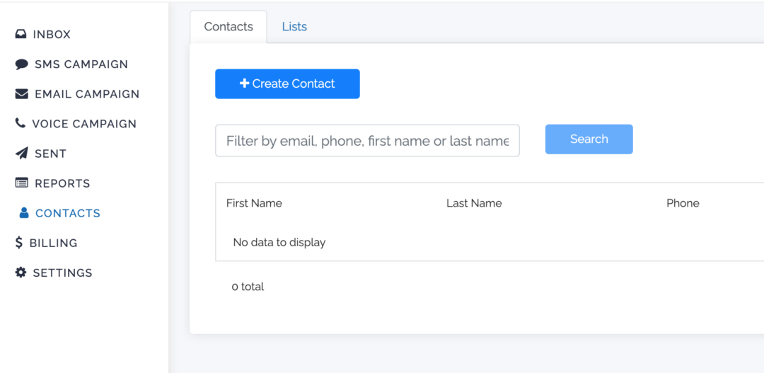 Create contacts for texting API