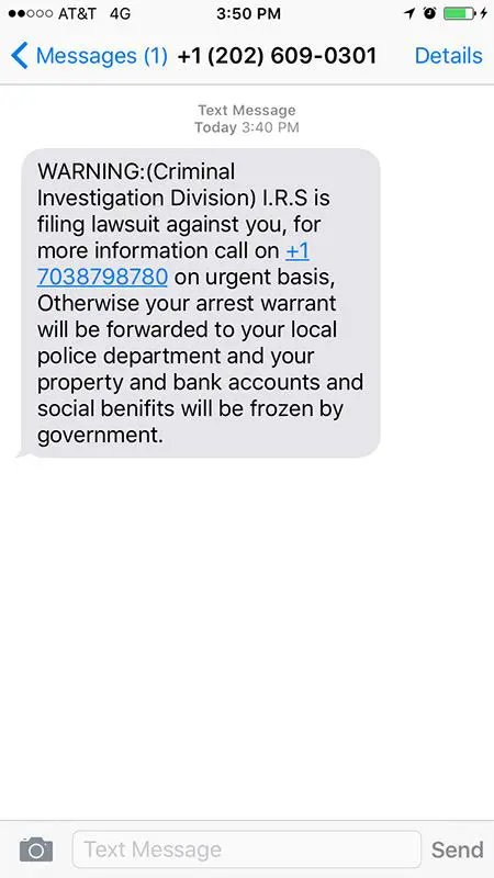 IRS Text Message Scam